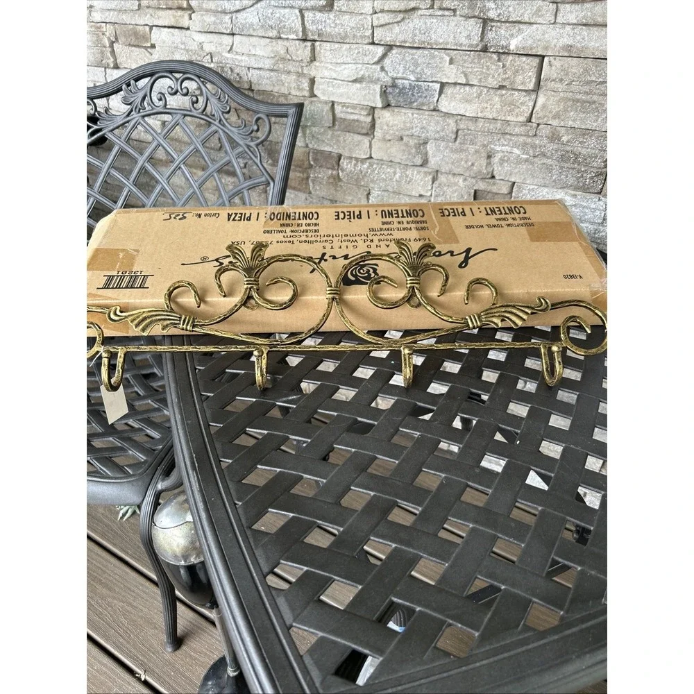 Home Interiors 24 Inch Brass Color Towel Holder Coat Rack